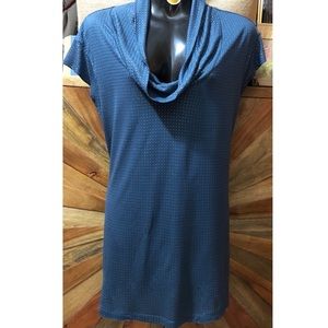 Bisou Bisou Cowl Neck Top, Teal, Silver studs Size L